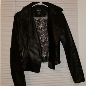 black leather jacket